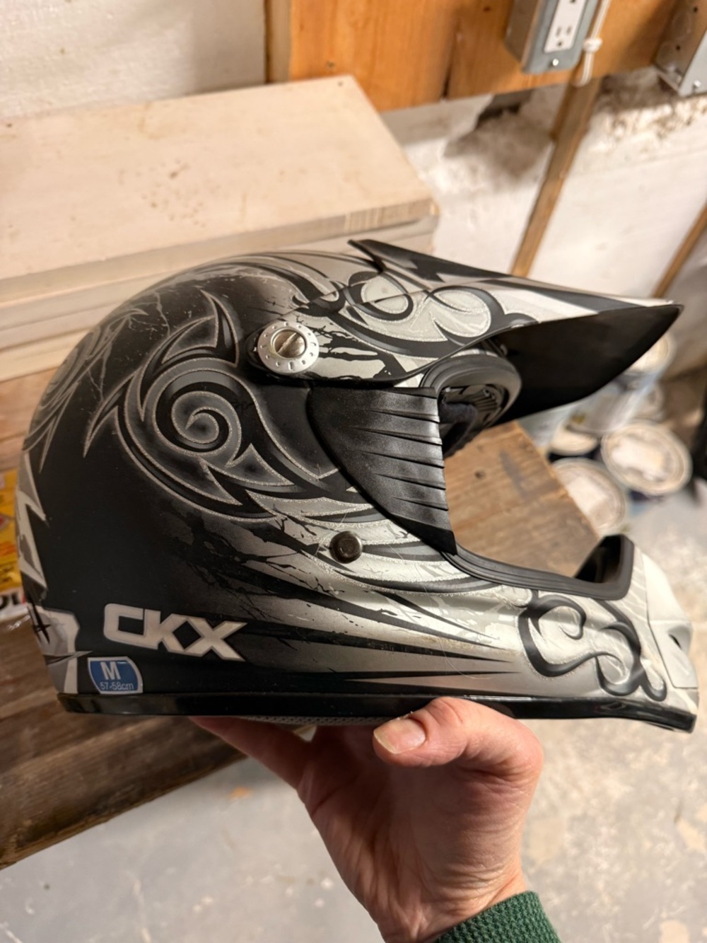 CKX DOT certified Men's Black and Silver Graphic Motocross Helmet